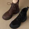 Botas Martin de suela gruesa para mujer 2026 Otoño/Invierno talla petite tacón grueso tacón alto botines con cordones mate estilo británico Botas Martin