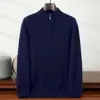 Suéter de Cachemira Grueso para Hombre con Media Cremallera de Cuello Alto, Suéter de Punto Casual Popular de Este Año