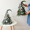Decoración navideña transfronteriza elfo de cuello torcido árbol de Navidad árbol de Navidad pequeño creativo decoración de paquete blanco plateado