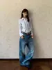 Pantalones vaqueros de estilo americano con lavado de bigotes de gato, unisex, corte limpio, gama alta, pierna recta holgada, pantalones apilados para otoño e invierno
