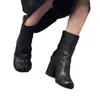 Botines de piel auténtica para mujer, nuevo estilo 2026, versátiles botas de piel para mujer con tacón alto, tacón grueso de nicho, punta dividida, botas estilo Martin con tacón grueso