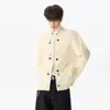 Suéter Masculino de Tricô Trançado Gola Alta Estilo Old Money Tendência Outono Inverno Peso Pesado Zíper Botão Design de Nicho Cardigã Peça Externa