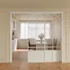 Puerta Corredera de Vidrio Estilo Retro Francés de Aleación de Aluminio Menggu para Salón, Divisor de Habitación con Riel Colgante de Tres Vínculos, Puerta Corredera de Cocina