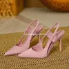 Sandálias Fechadas Elegantes Estilo Francês Transfronteiriças Europeias e Americanas, Novas Mules, Saltos Agulha Elegantes, Sapatos de Bico Fino, Atacado Tamanhos Grandes