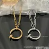 Collar de Cadena de Uñas de Alta Gama Cartier con Diamantes en los Extremos, Chapado en Oro V con Oro de 18 Quilates, Estilo Versátil de Lujo Ligero, Collar de Cadena de Uñas Completamente Diamantado en Oro Rosa