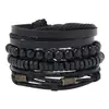 Pulsera de Cuero Tejida a Mano Multicapa Casual y Creativa Set de 4 Piezas Personalizable DIY Pulsera Combinada Joyería Popular Transfronteriza