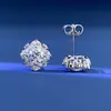 Brincos Populares Europeus e Americanos Transfronteiriços Prata Esterlina S925 Brincos de Diamante Moissanita Doce e Elegante Brincos Florais Brincos de Trevo de Quatro Folhas