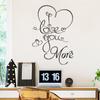 Nuevo DZ010 Lema en inglés Te amo más Te amo más amor dormitorio decoración del hogar pegatina de pared