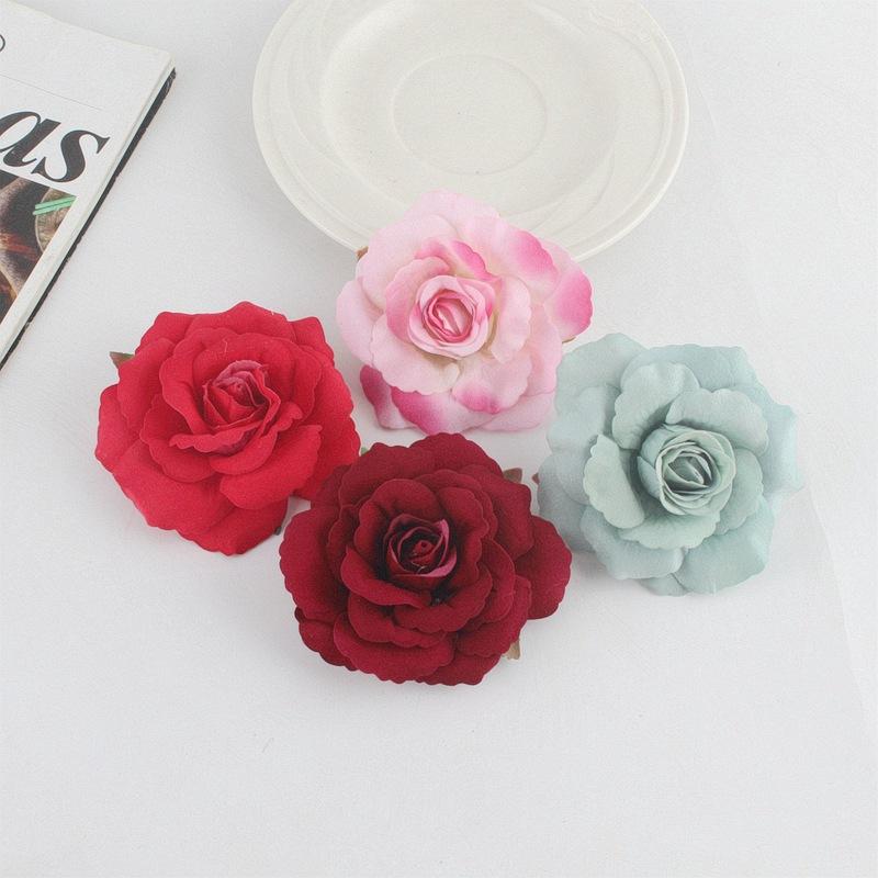 8cm 绒布非卷边包心玫瑰花发夹13