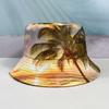 2025 Nuevo Sombrero de Pescador Creativo Estampado con Patrón de Palmera de Coco Verano Ocio al Aire Libre Sombrero para el Sol Versátil Sombrero Tipo Cubo