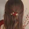 2024 Novo Youjia ameixa borla lateral hairpin elegante liga acessórios de cabelo vermelho noiva cheongsam torrada cabeça de roupa