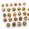 8-10mm Color Esmalte Oro Antiguo Horneado Azul Goteo de Aceite a través de Agujero Cortado Cuentas Redondas Cuentas de Barril Cuentas Separadas Cuerda de Pulsera Accesorios DIY