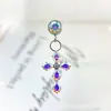 Pendientes Colgantes de Cruz Gota de Agua de Aleación de Titanio F136 Titanio G23 Rosca Interna Joyería para Perforación de Labios Zirconia