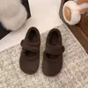 Zapatos de Mujer Estilo Mary Jane Grises con Aumento Interno de Altura y Suelas Gruesas, Forrados de Felpa, Adecuados para Invierno, Zapatos de Algodón Lana Estilo Coreano para Uso en Exteriores