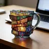 Caneca de Livro Pintada Nova Mais Vendida Transfronteiriça, Caneca Criativa de Luxo Pintada em Formato de Livro, Copo de Café para Bebidas Frias