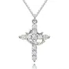 Artículo más vendido transfronterizo: Collar Giratorio de Corona Cruzada, Colgante Versátil de Lujo Ligero de Gama Alta, Cadena para Clavícula Completa de Circonita Diamantada