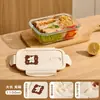 Fiambrera de vidrio Xilekou, adecuada para que los trabajadores de oficina lleven su almuerzo, apta para microondas, con tapa, recipiente para almacenar alimentos y fiambrera
