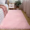 Alfombra de Felpa Larga Estilo Ins para Dormitorio junto a la Cama, Alfombrilla Antideslizante para Sala de Estar con Mesa de Café y Sofá, Aislante Frío para Pies junto a la Cama