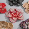 Adorno de cabeza de flor de pedrería accesorio DIY, accesorio de ropa, decoración de zapato de flor, aplique de tela de tres capas, peonía tridimensional