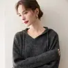 Nuevo Suéter de Punto de Cachemira con Capucha para Mujer Otoño/Invierno 2026, Mezcla de Lana, Corte Holgado, Estilo Relajado, Favorecedor y Cálido