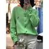Cardigan de Caxemira Novo para Primavera e Outono Feminino Solto Emagrecedor Temperamento Camisola Camada Outerwear Bordado Malha Versátil Estilo Coreano