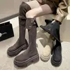 Botas altas de mujer con suela gruesa plegables en dos direcciones, nueva colección Otoño/Invierno 2026, botas de montar por encima de la rodilla con tacón grueso, estilo europeo y americano
