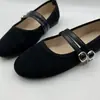 Zapatos Mary Jane de Gamuza Nuevos Primavera/Otoño 2026 para Mujer Punta Redonda Suela Plana Correas de Doble Hebilla Retro Franceses Versátiles Zapatos Individuales Venta al por Mayor