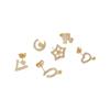 Paquete de oro de 14K micro incrustado de circonio Luna en forma de V trébol de cuatro hojas estrella de cinco puntas soporte para perlas de medio agujero aretes diy material para aretes