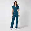 Lanzamiento de Nuevo Color: Tops de Scrubs Elásticos en Tallas Grandes, Uniformes de Doctor y Enfermera de Color Sólido, Conjuntos Casuales Delgados y Cómodos