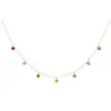 Cadena para Clavícula S925 Plata de Ley Chapada en Oro de 18K Siete Colores de la Suerte, Collar de Zirconia Arcoíris para Mujer, Cadena de Cuello Estilo Fresco de Moda Europea y Americana