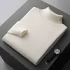 Suéter Masculino de Lã 100% Lã Pura Suéter de Gola Alta Inverno Masculino Gola Alta Quente Base Tricotado Suéter Pulôver