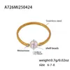 Xinyixinxin Joias Europeias e Americanas Novo Anel Aberto Ajustável de Aço Inoxidável com Pérola e Strass para Mulheres Banhado a Ouro 18K