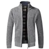 Suéter de Otoño e Invierno Ropa para Personas de Mediana Edad y Mayores Chaqueta Cardigan de Punto Grueso con Forro Polar de Manga Larga acanalado