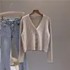Cárdigan de punto con cuello en V para mujer, prenda exterior de otoño, estilo nuevo, petite, color liso, chaqueta corta de manga larga, top, ins, moderno, talla única