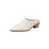 Sandálias de Couro Macio Fechadas para Mulheres, Salto Médio, Salto Bloco, Off-White, Sandálias Elegantes e Versáteis, Novidade Primavera Verão 2026