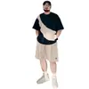 Ropa de moda para hombre de talla grande para hombres altos y corpulentos, camiseta casual de manga corta con retazos de moda de verano de corte holgado, camiseta de manga media extragrande para hombre