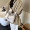 Bolsa de Lona Estilo Retrô Grande Capacidade Ombro Axila Transversal Elegante Tote Bolsa de Mão