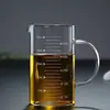 Taza de Leche Graduada, Taza de Desayuno de Vidrio, Taza de Leche Apta para Microondas, Taza para Hornear con Escala, Grado Alimenticio