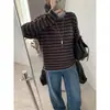 Suéter de punto a rayas color block retro francés para mujer, nuevo estilo principios de otoño 2026, suéter pullover casual holgado