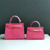Bolsa Feminina Kelly Segunda Geração Padrão Crocodilo Couro de Segunda Camada 22-25cm (H03-Padrão Jacaré Kl)