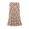 Para Exportación Europea y Americana Transfronteriza Ropa de Mujer Popular en Aliexpress Moda de Verano Diseño Versátil Falda Midi de Cuadros