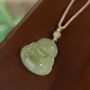 Venta al por mayor de fábrica colgante de Buda de jade afgano natural de agua clara Buda Maitreya de vientre azul antiguo colgante de jade de Buda sonriente