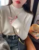 Sensación suave y esponjosa, prenda interior de punto de cuello medio alto, suéter pullover simple de color liso para otoño e invierno, dropshipping