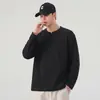 Camiseta de Manga Larga con Cuello Henley para Hombre Anyang 2026 Otoño Nueva Color Sólido Corte Holgado Pulóver Capa Base Camiseta Casual