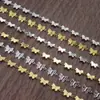 Cadena de Flor de Mariposa de Acero Inoxidable y Oro de 18 Quilates Cadena Hecha a Mano Joyería Sencilla Pulsera DIY Collar Tobillera Cadena de Acero de Titanio