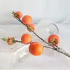 Flores e Galhos de Frutas Simulados Decorativos Caqui Caqui Ornatos Ruyi Arranjo de Flores de Ano Novo Piso Único Galho Múltiplas Cabeças Caqui