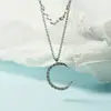 Collar de Lujo Ligero con Estrella de Seis Puntas de Diamante Completo y Perla en Forma de Luna con un Diseño Moderno, Estilo Minimalista Fresco, Nueva Cadena para Clavícula