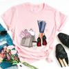 Comercio Exterior Europeo y Americano Top Estampado Camiseta de Manga Corta Niñas Serie Café Camiseta de Manga Corta de Moda