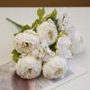 Flor Artificial de Peonía Hilada con Núcleo de 13 Cabezas Estilo Europeo Transfronterizo Flor Artificial de Boda Decoración de Mesa para Sala de Estar Hogar Ramo Artificial