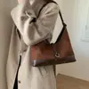 Bolso Tote Retro de Gamuza de Alta Gama con Bloques de Color para Mujer, Bolso Cubo Casual Versátil, Nuevo Bolso de Hombro Único para 2025